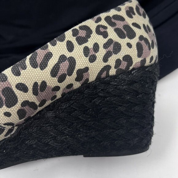 Chaps Dakoda Womens Peep‎ Toe Heels Cheetah Print Wedge Pumps Size 8M Woven - Picture 4 of 8